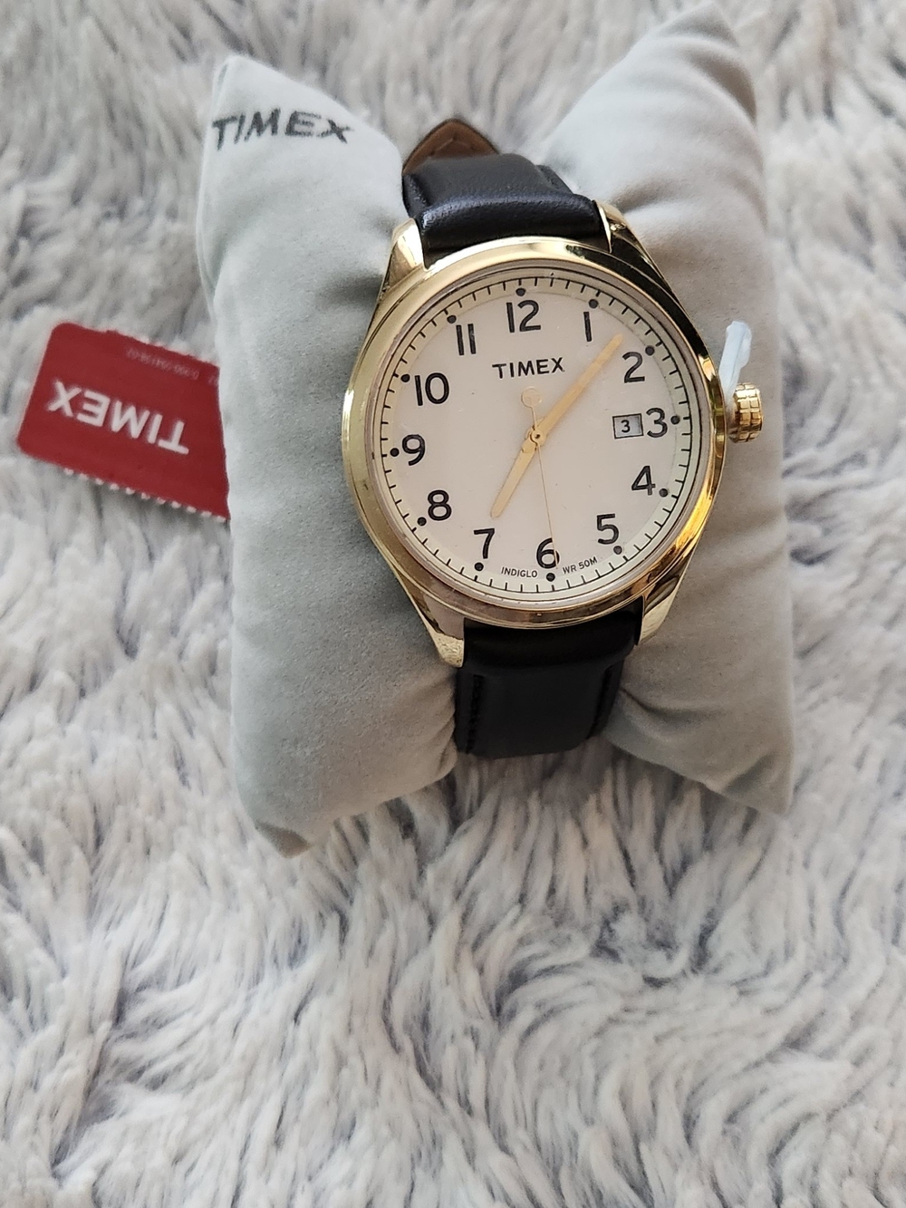 Timex Gold Case Watch with Black Strap --NWT